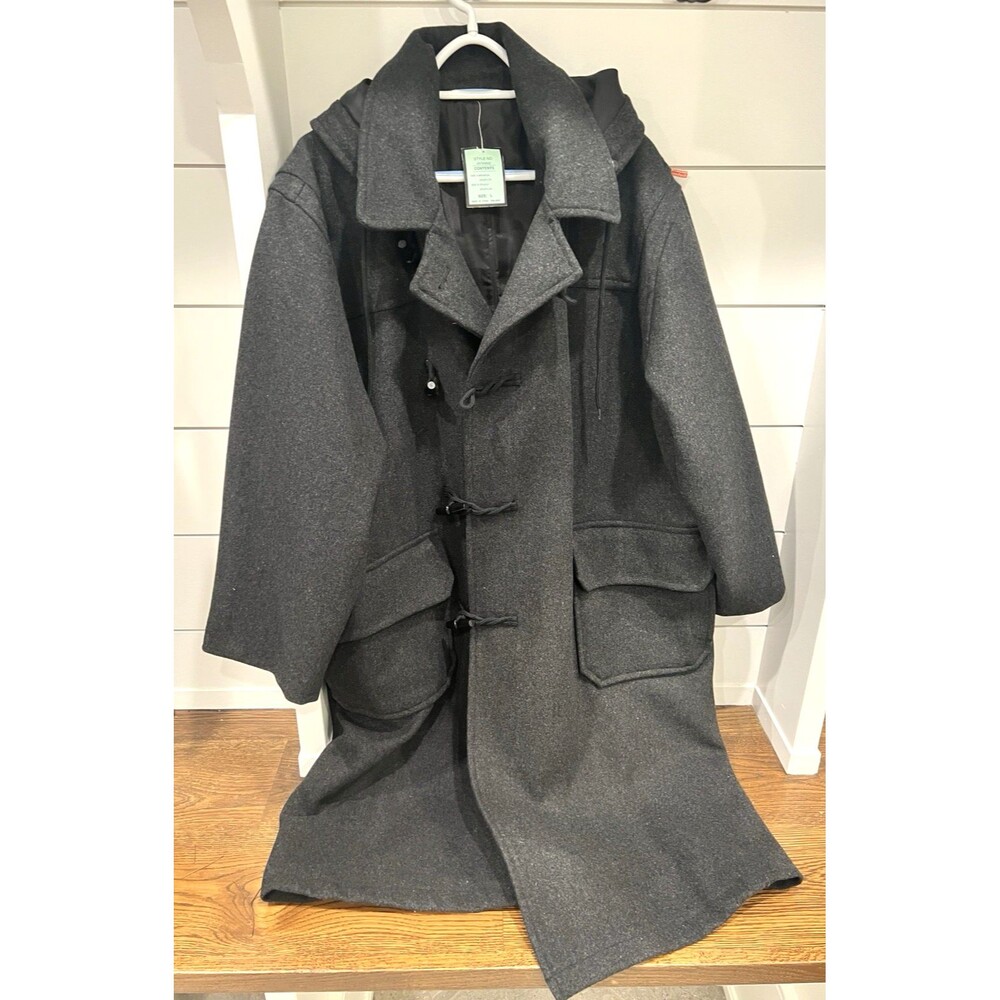 Vintage Guide Gear Toggle Overcoat Jacket Charcoal Gray Men’s Large Wool Silk